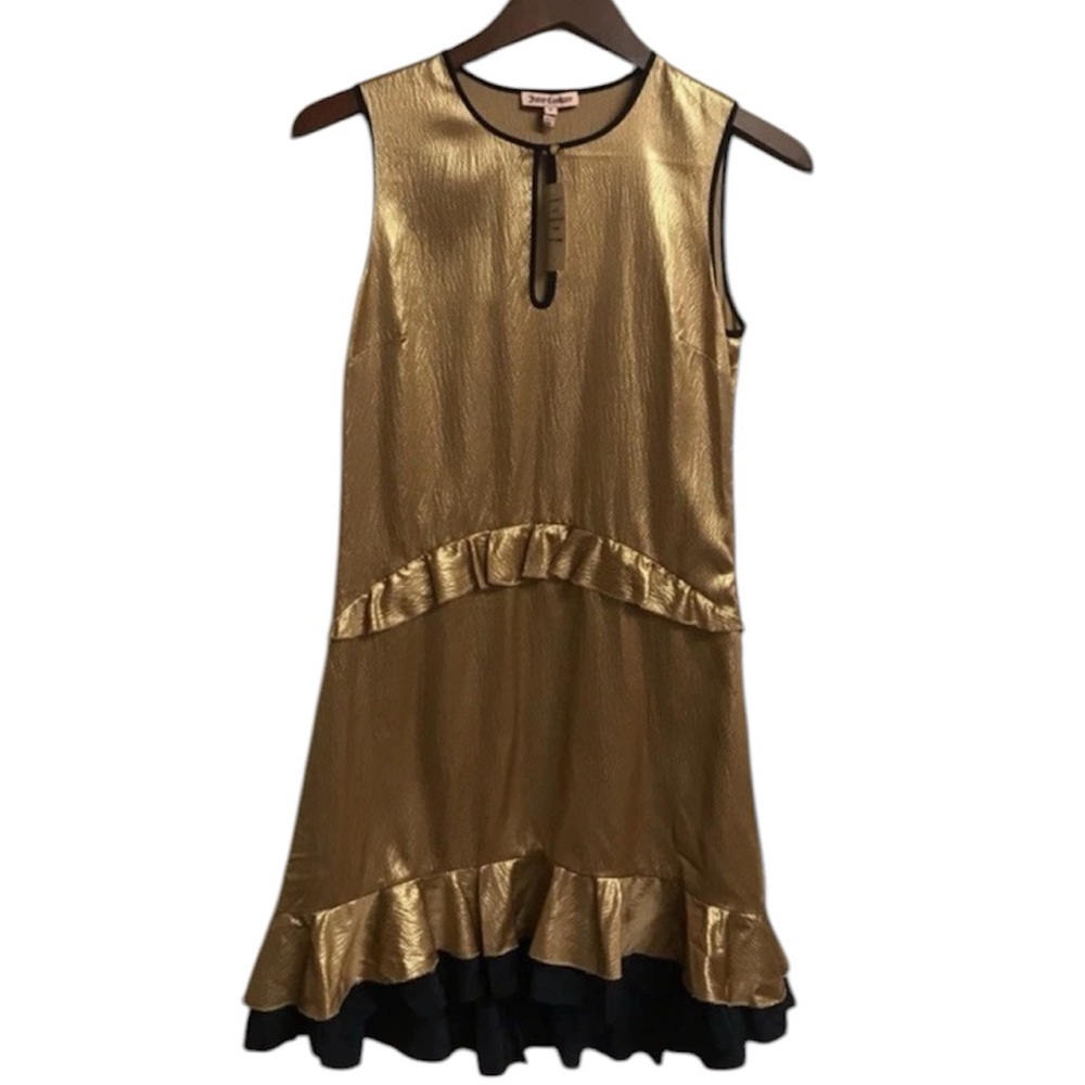 Juicy Couture Gold and Black Midi Dress